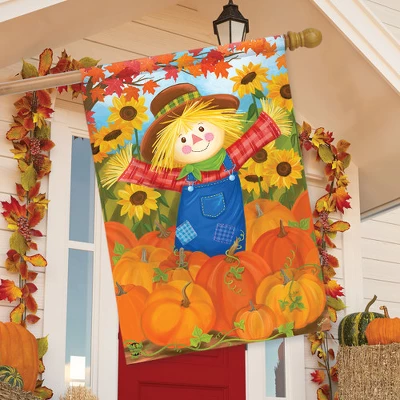 Happy Fall Scarecrow House Flag Pumpkins Autumn 28" X 40" Briarwood Lane 2 Happy Fall Scarecrow House Flag Pumpkins Autumn 28" X 40" Briarwood Lane - Image 2