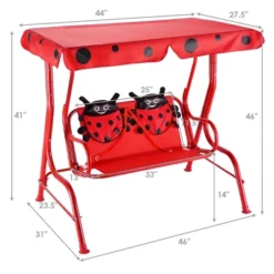 Costway Kids Patio Swing Chair Children Porch Bench Canopy 2 Person Yard Furniture Red -Deals Patio Elegance Store GUEST 8ddc34cf 0326 444d b37d 4190524fb28d