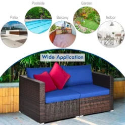 Costway 4PCS Patio Rattan Corner Sofa Sectional Furniture Set Navy Cushion -Deals Patio Elegance Store GUEST 8dfa71e9 3077 4bfa bf0f a13d8a67a683