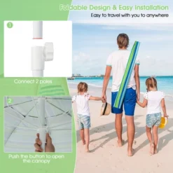 Tangkula 6.5 FT Patio Portable Beach Adjustable Umbrella W/ Folding Table & Sandbag Green -Deals Patio Elegance Store GUEST 8e0fb946 cbb0 42ed b741 a2b19f7cb8a6