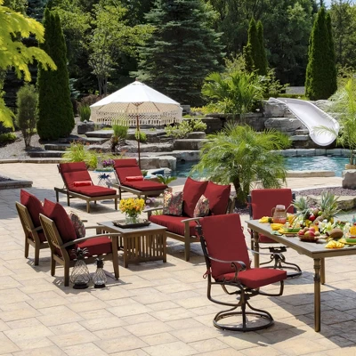 2pk Square Clarissa Tropical Outdoor Throw Pillows Ruby - Arden Selections 3 2pk Square Clarissa Tropical Outdoor Throw Pillows Ruby - Arden Selections - Image 3