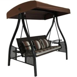 Sunnydaze Decor Sunnydaze Outdoor Deluxe 3-Person Patio Swing With Tilting Canopy Shade, Cushions And Side Tables -Deals Patio Elegance Store GUEST 8e462c62 a61d 456d 9fa1 3b6c4c8b7235