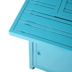 32" Square Aluminum 37000 BTUs Propane Fire Table With 2 Covers - Blue - Oakland Living -Deals Patio Elegance Store GUEST 8e895402 991a 4aad 9221 f7fb603f5963