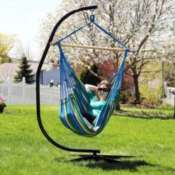 Sunnydaze Decor Sunnydaze Jumbo Extra Large Hanging Rope Hammock Chair Swing For Backyard And Patio - 330 Lb Capacity - Ocean Breeze -Deals Patio Elegance Store GUEST 8ebd487e 255f 4a48 8839 98beaf2860f3