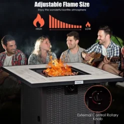 Costway 30'' Square Propane Gas Fire Pit Table Ceramic Tabletop 50,000 BTU With Cover -Deals Patio Elegance Store GUEST 8f45869b 01b9 488d a550 7555cc728cda