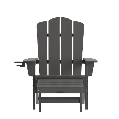 Emma And Oliver Adirondack Chair With Cup Holder And Pull Out Ottoman, All-Weather HDPE Indoor/Outdoor Lounge Chair 10 Emma And Oliver Adirondack Chair With Cup Holder And Pull Out Ottoman, All-Weather HDPE Indoor/Outdoor Lounge Chair - Image 10