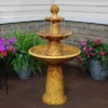 Sunnydaze Decor Sunnydaze 43"H Electric Ceramic 3-Tier Floral Motif Outdoor Water Fountain With LED Lights