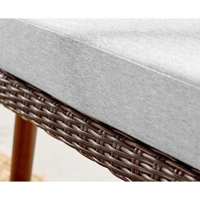 All-Weather Wicker Athens Outdoor 2-Seat Bench With Cushions Brown - Alaterre Furniture 5 All-Weather Wicker Athens Outdoor 2-Seat Bench With Cushions Brown - Alaterre Furniture - Image 5