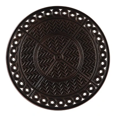 5pc Outdoor Dining Set With 34" Aluminum Round Basket Weave Design Fire Table, Deep Seating Swivel Rocking Chairs & Covers - Oakland Living 4 5pc Outdoor Dining Set With 34" Aluminum Round Basket Weave Design Fire Table, Deep Seating Swivel Rocking Chairs & Covers - Oakland Living - Image 4