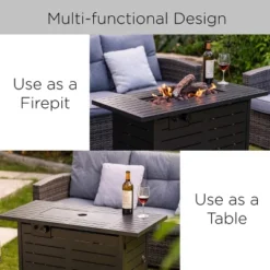 Kinger Home Propane Fire Pit Table 42-inch, 50,000 BTU CSA Certified, Rattan Wricker Aluminum Frame, Accessories Included -Deals Patio Elegance Store GUEST 91122ae8 f4e1 405d 9813 518c3cb452cb