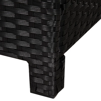 Outsunny 20" Outdoor Ottoman, PE Plastic Rattan Wicker, Fade-Resistant Patio Footrest With Soft Cushion, Steel Frame 4 Outsunny 20" Outdoor Ottoman, PE Plastic Rattan Wicker, Fade-Resistant Patio Footrest With Soft Cushion, Steel Frame - Image 4