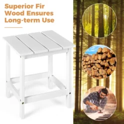 Costway 3PCS Patio Adirondack Chair Side Table Set Solid Wood Garden Deck White -Deals Patio Elegance Store GUEST 936012e9 05f2 4569 b67a 6a63632a7616