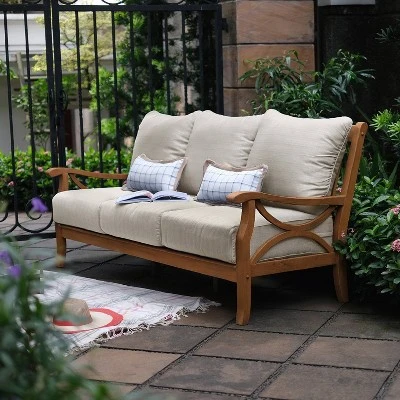 Abbington Teak Patio Sofa With Cushion - Cambridge Casual 7 Abbington Teak Patio Sofa With Cushion - Cambridge Casual - Image 7