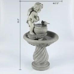 LuxenHome Gray Resin Cherub Birdbath Outdoor Fountain -Deals Patio Elegance Store GUEST 946101e1 8c77 4e27 a16c 70446f95c3d3