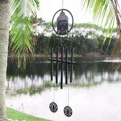 Dawhud Direct 28" H Eternal Zen Buddha Wind Chimes - Black 4 Dawhud Direct 28" H Eternal Zen Buddha Wind Chimes - Black - Image 4