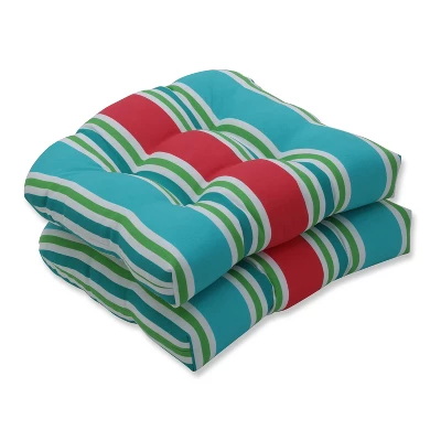 2pc Aruba Stripe Wicker Outdoor Seat Cushions - Pillow Perfect 2 2pc Aruba Stripe Wicker Outdoor Seat Cushions - Pillow Perfect - Image 2