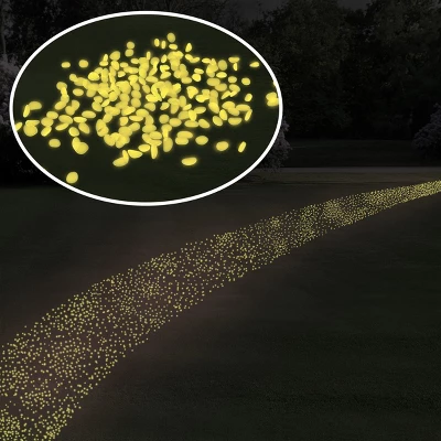 Garden Stones-200 Count Glow In The Dark Solar Pathway Pebble Lights-Decorative Glowing Rocks By Nature Spring (Yellow) 1 Garden Stones-200 Count Glow In The Dark Solar Pathway Pebble Lights-Decorative Glowing Rocks By Nature Spring (Yellow)