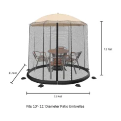 Nature Spring Patio Umbrella Bug Net -Fits 10-11' Umbrellas - Black