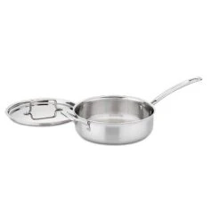 Cuisinart Classic MutliClad Pro 3.5qt Stainless Steel Tri-Ply Saute Pan With Helper Handle And Cover MCP33-24HN - Silver