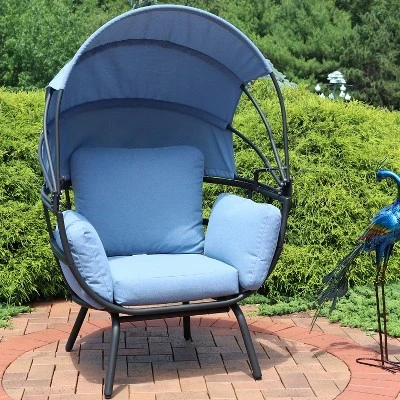 Sunnydaze Decor Sunnydaze Modern Luxury Patio Lounge Chair With Retractable Shade - Powder-Coated Aluminum Frame With Polyester Cushions And Canopy 2 Sunnydaze Decor Sunnydaze Modern Luxury Patio Lounge Chair With Retractable Shade - Powder-Coated Aluminum Frame With Polyester Cushions And Canopy - Image 2