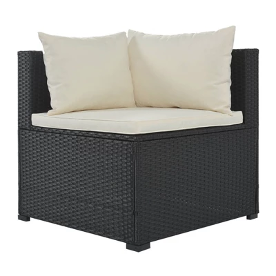 9pc Wicker Patio Sectional Seating Set With Cushions - Black/Beige - GODEER 5 9pc Wicker Patio Sectional Seating Set With Cushions - Black/Beige - GODEER - Image 5