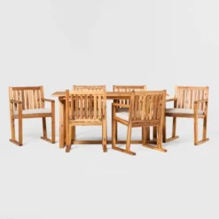 Saracina Home 7pc Modern Slatted Acacia Outdoor Dining Set With Trapezoid Legs 11 Saracina Home 7pc Modern Slatted Acacia Outdoor Dining Set With Trapezoid Legs -Deals Patio Elegance Store GUEST 9889baa9 16cd 49e5 96b0 15f22df1dab4