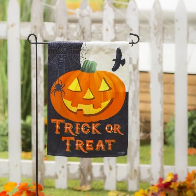 Evergreen Trick Or Treat Jack-o-Lantern Garden Suede Flag 12.5 X 18 Inches Indoor Outdoor Decor 1 Evergreen Trick Or Treat Jack-o-Lantern Garden Suede Flag 12.5 X 18 Inches Indoor Outdoor Decor