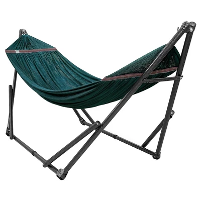 Tranquillo Universal 106.5 Inch Double Hammock Swing With Adjustable Powder-Coated Steel Stand And Carry Bag For Indoor Or Outdoor Use, Peacock 1 Tranquillo Universal 106.5 Inch Double Hammock Swing With Adjustable Powder-Coated Steel Stand And Carry Bag For Indoor Or Outdoor Use, Peacock