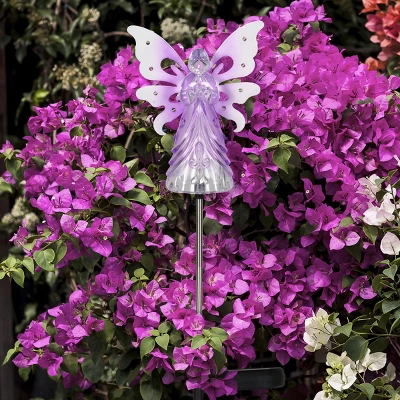 39.25" Metal Angel Solar Stake Purple - Exhart 2 39.25" Metal Angel Solar Stake Purple - Exhart - Image 2