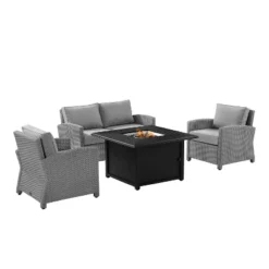 Bradenton 4pc Wicker Seating Set With Fire Table - Crosley -Deals Patio Elegance Store GUEST 99808cea eeaf 48b9 94b4 0f9fb9704b20