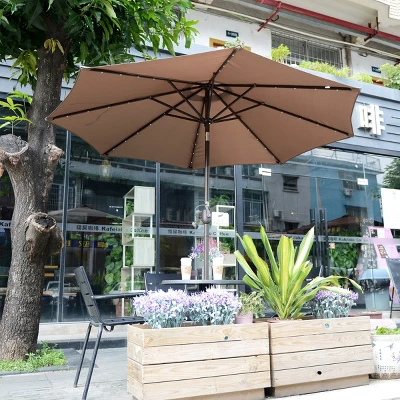 Nature Spring Patio Umbrella With LED Lights, 5-Position Vertical Tilt, 9' - Brown 6 Nature Spring Patio Umbrella With LED Lights, 5-Position Vertical Tilt, 9' - Brown - Image 6