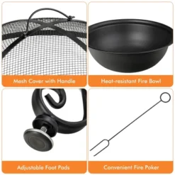 Costway 35.5'' Patio Fire Pit Dining Table Charcoal Wood Burning W/ Cooking BBQ Grate 16 Costway 35.5'' Patio Fire Pit Dining Table Charcoal Wood Burning W/ Cooking BBQ Grate -Deals Patio Elegance Store GUEST 9b3e1584 1a88 4712 8710 dfed4cec1420