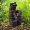 Teamson Home Outdoor Vintage 3-Tier Cascading Barrel Waterfall Fountain, Brown