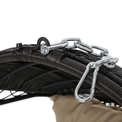 Greystone Indoor/Outdoor Wicker Hanging Chair With 8' Chain - Brown/Tan - Christopher Knight Home 6 Greystone Indoor/Outdoor Wicker Hanging Chair With 8' Chain - Brown/Tan - Christopher Knight Home - Image 6