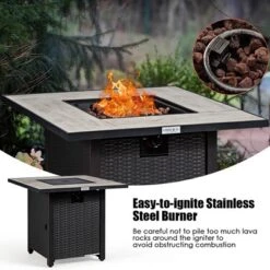 Costway 30'' Square Propane Gas Fire Pit Table Ceramic Tabletop 50,000 BTU With Cover -Deals Patio Elegance Store GUEST 9c2b8282 654e 489e 9f6d 7cd882e92976