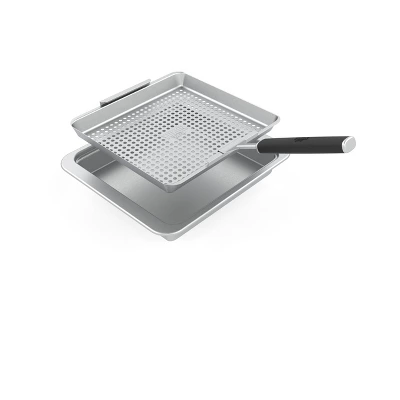 Yukon Glory BBQ 'N SERVE Wide Basket Set - BBQ Grill Basket - The Grilling Basket Includes A Serving Tray & Clip-On Handle 2 Yukon Glory BBQ 'N SERVE Wide Basket Set - BBQ Grill Basket - The Grilling Basket Includes A Serving Tray & Clip-On Handle - Image 2