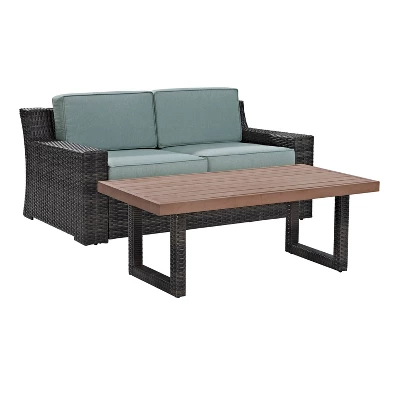 Beaufort 2pc Outdoor Wicker Chat Set - Mist - Crosley 2 Beaufort 2pc Outdoor Wicker Chat Set - Mist - Crosley - Image 2
