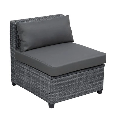 8pc Wicker Patio Conversation Set With Cushions - Gray - GODEER 8 8pc Wicker Patio Conversation Set With Cushions - Gray - GODEER - Image 8