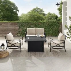 Kaplan 4pc Outdoor Conversation Set With Dante Fire Table - Oatmeal - Crosley -Deals Patio Elegance Store GUEST 9cd92e3c d0ba 40b0 9591 8f503ee9810b