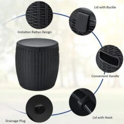 Costway 9.5 Gallon 4-in-1 Patio Rattan Cool Bar Cocktail Table Side Table BrownBlack -Deals Patio Elegance Store GUEST 9d471f60 6a42 45fb 8bef 2e09b4cdf843