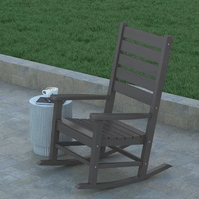 Emma And Oliver Set Of 2 Contemporary Rocking Chairs, All-Weather HDPE Indoor/Outdoor Rockers 3 Emma And Oliver Set Of 2 Contemporary Rocking Chairs, All-Weather HDPE Indoor/Outdoor Rockers - Image 3