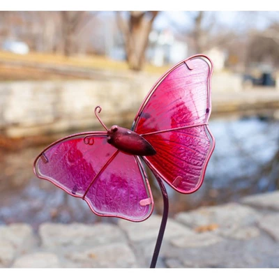 4pk 26" Resin/Glass Butterfly Garden Stakes - Exhart 9 4pk 26" Resin/Glass Butterfly Garden Stakes - Exhart - Image 9