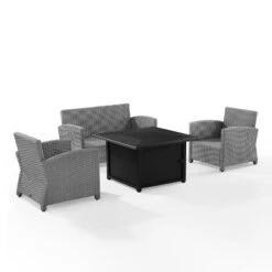 Bradenton 4pc Wicker Seating Set With Fire Table - Crosley -Deals Patio Elegance Store GUEST 9fe3eb53 e166 4b54 9459 00beb7106466