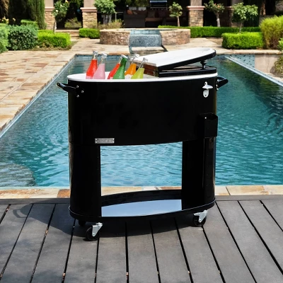 80qt Sporty Oval Rolling Patio Cooler - Permasteel 2 80qt Sporty Oval Rolling Patio Cooler - Permasteel - Image 2
