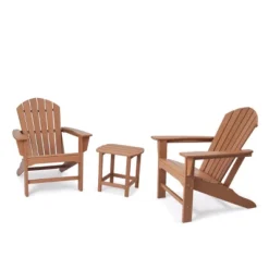 3pk Seating Set With Plastic Resin Adirondack Chairs & Side Table - EDYO LIVING -Deals Patio Elegance Store GUEST 9feb9fc3 c75a 4ed1 9be5 7c1831c7f3ea