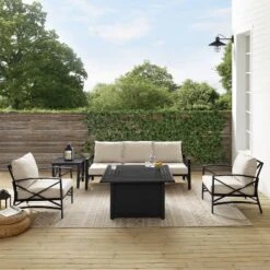 Kaplan 5pc Outdoor Sofa Set With Fire Table - Oatmeal - Crosley -Deals Patio Elegance Store GUEST a037f9ee 6326 47da a46e da73ce9f525f