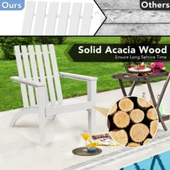 Costway 3PCS Patio Adirondack Chair Side Table Set Solid Wood Garden Deck White -Deals Patio Elegance Store GUEST a08d6cb0 6ff5 4359 ac80 440f702c3957