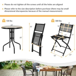 Tangkula 3-Piece Patio Bistro Dining Furniture Set, Outdoor Patio Conversation Set With Round Black Tempered Glass Tabletop And 2 Folding Chairs -Deals Patio Elegance Store GUEST a09a34d8 8b6b 44ce a3e3 64198e39d462