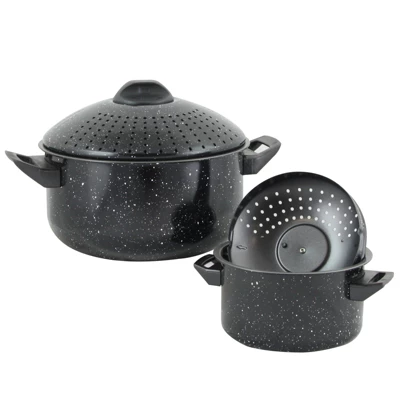 Gibson Home Casselman 4 Piece Nonstick Pasta Pot Set In Black With Bakelite Handle/Knob 1 Gibson Home Casselman 4 Piece Nonstick Pasta Pot Set In Black With Bakelite Handle/Knob