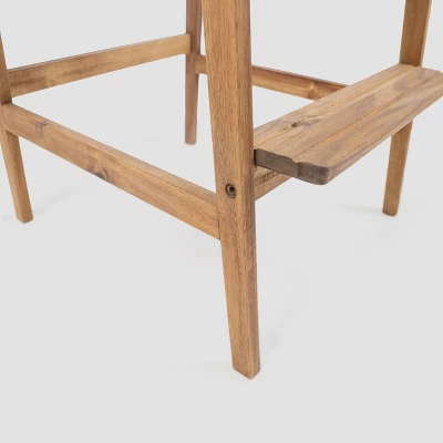 Malibu 2pk Acacia Wood Adirondack Barstools - Natural - Christopher Knight Home 2 Malibu 2pk Acacia Wood Adirondack Barstools - Natural - Christopher Knight Home - Image 2